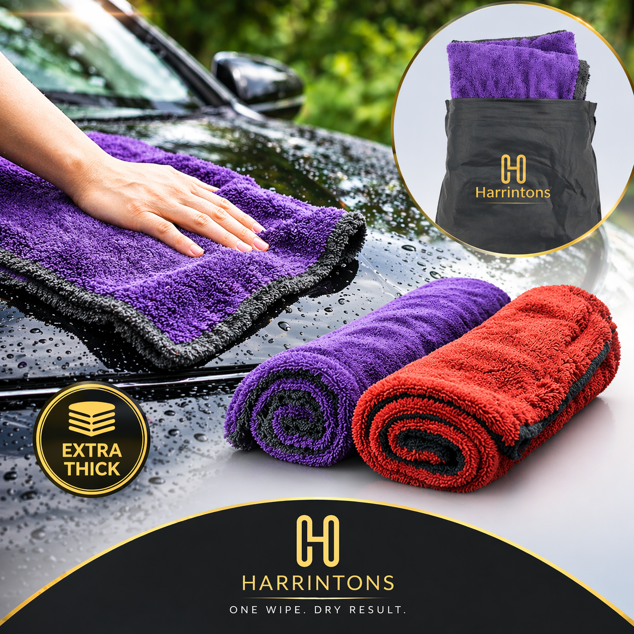 Thick (M) 1400 GSM Double Sided Microfiber Drying Towel for cars